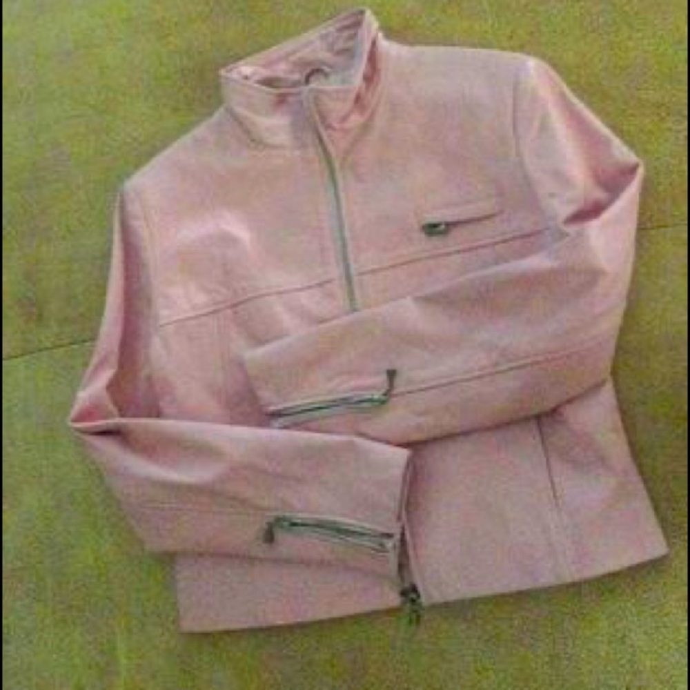 Pink Vegan Leather Jacket
